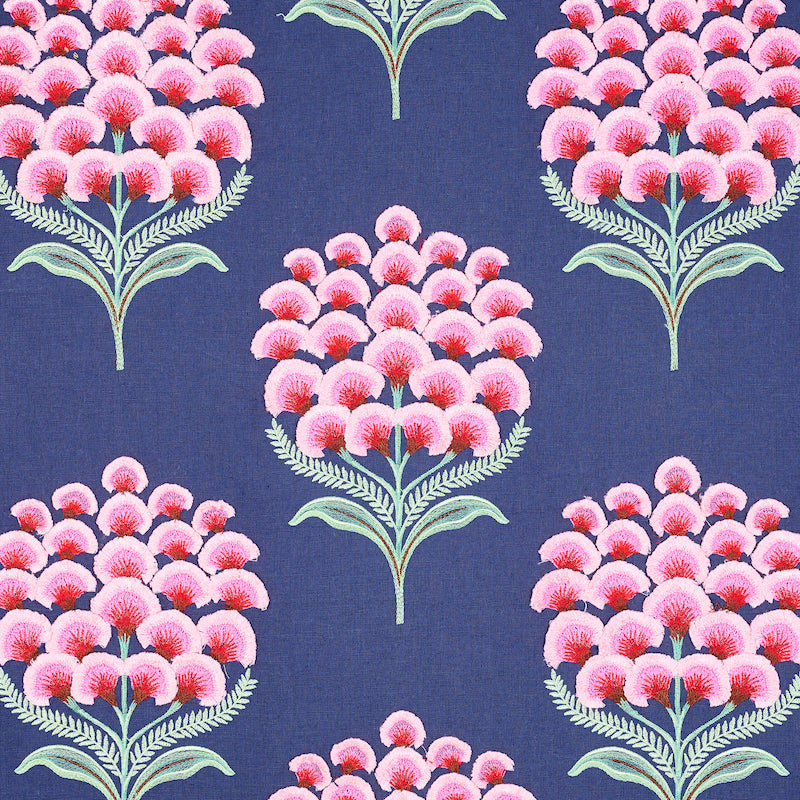 Aurelia Embroidery fabric in navy color - pattern number 78810 - by Schumacher in the Exquisite Embroideries collection