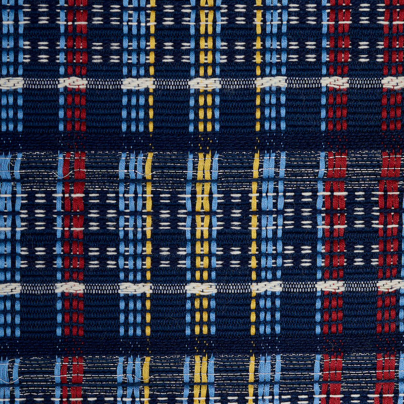 Zealand Check fabric in navy multi color - pattern number 79072 - by Schumacher in the Scandinavian Modern collection