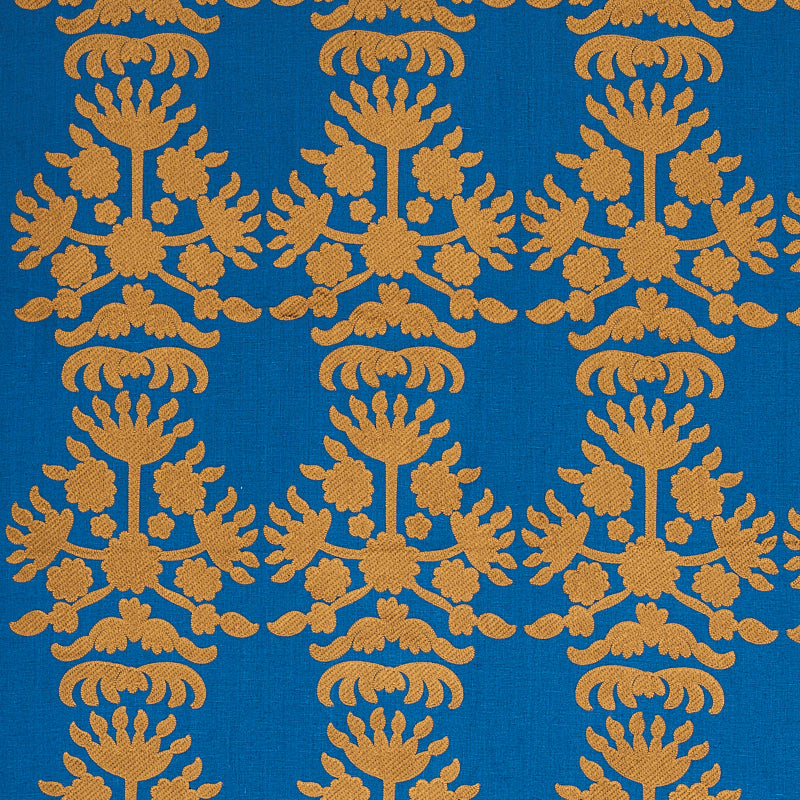 Cybele Embroidery fabric in blue color - pattern number 79470 - by Schumacher in the Bohemia collection