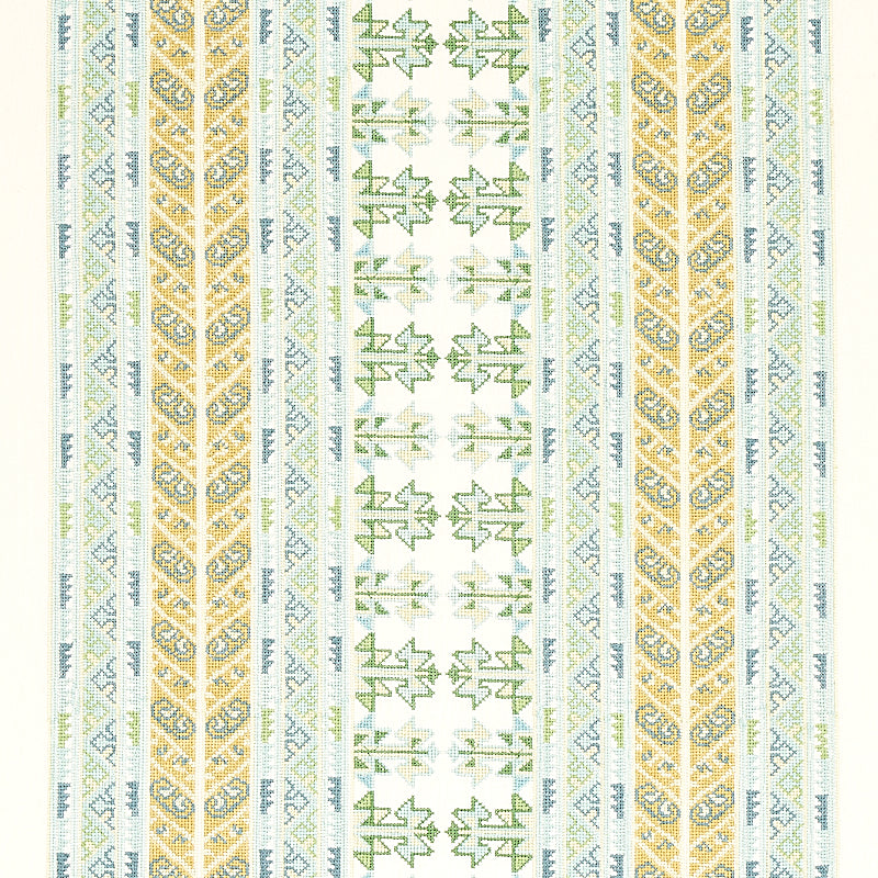 Vinka Embroidery fabric in mineral and ivory color - pattern number 79620 - by Schumacher in the Bohemia collection