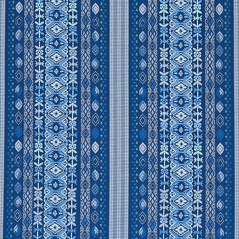 Cosima Embroidery fabric in blue multi color - pattern number 79680 - by Schumacher in the Bohemia collection