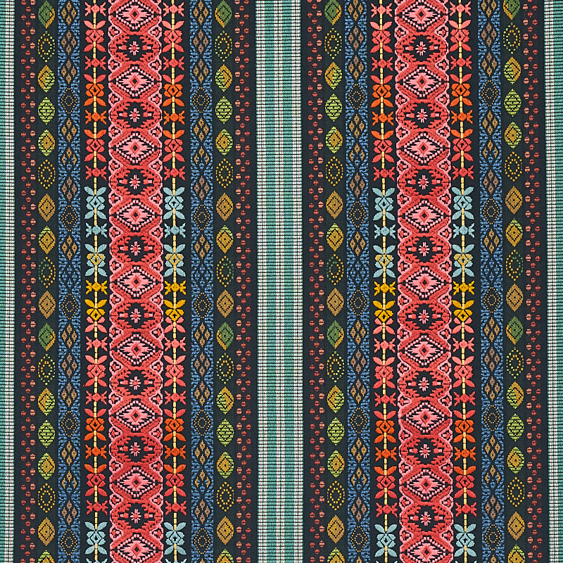 Cosima Embroidery fabric in carbon multi color - pattern number 79681 - by Schumacher in the Bohemia collection
