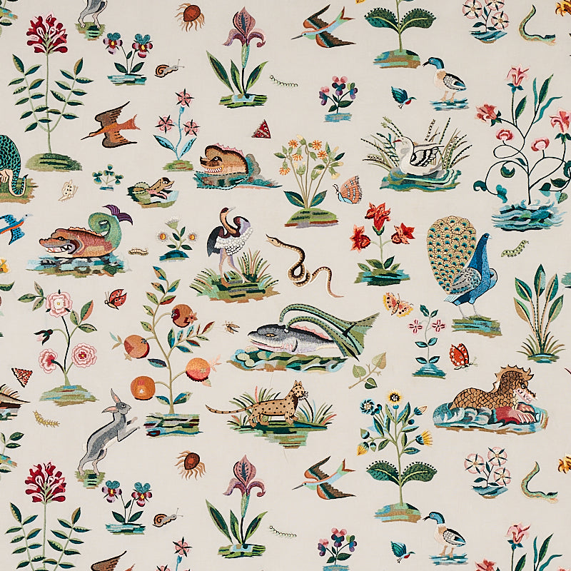 Royal Silk Embroidery fabric in multi color - pattern number 79690 - by Schumacher in the Schumacher Masterpieces collection
