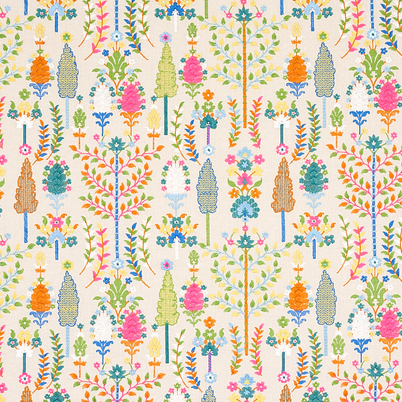 Desna Embroidery fabric in multi color - pattern number 79820 - by Schumacher in the Perennial Favorites collection