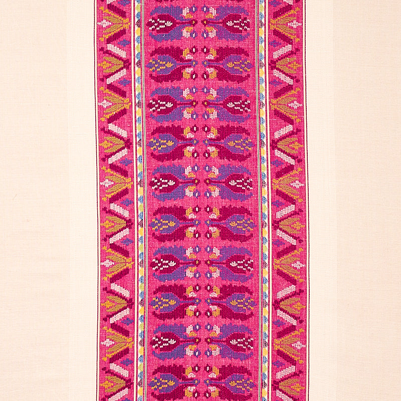 Sandor Stripe Embroidery fabric in magenta color - pattern number 79831 - by Schumacher in the Bohemia collection
