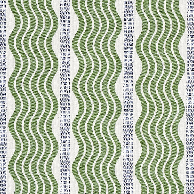 Sina Stripe fabric in green color - pattern number 79940 - by Schumacher in the Copacabana collection