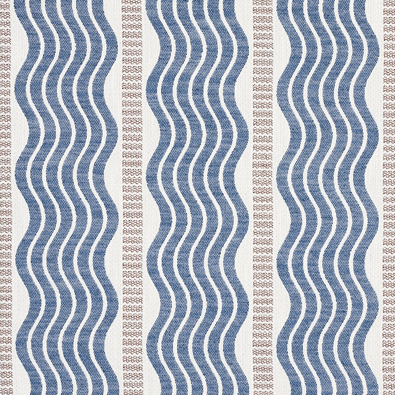 Sina Stripe fabric in blue color - pattern number 79941 - by Schumacher in the Copacabana collection