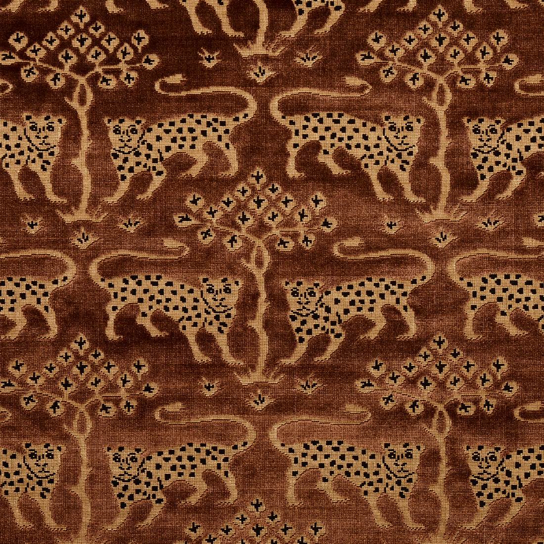 Woodland Leopard Velvet fabric in sepia color - pattern number 80083 - by Schumacher in the Cut &amp; Patterned Velvets collection