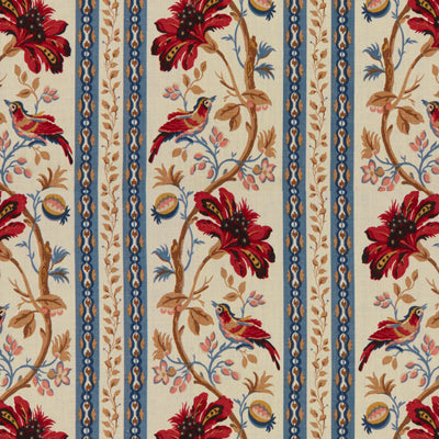 Le Lac Border fabric in red/blue color - pattern 8012137.195.0 - by Brunschwig &amp; Fils in the Le Jardin Chinois collection