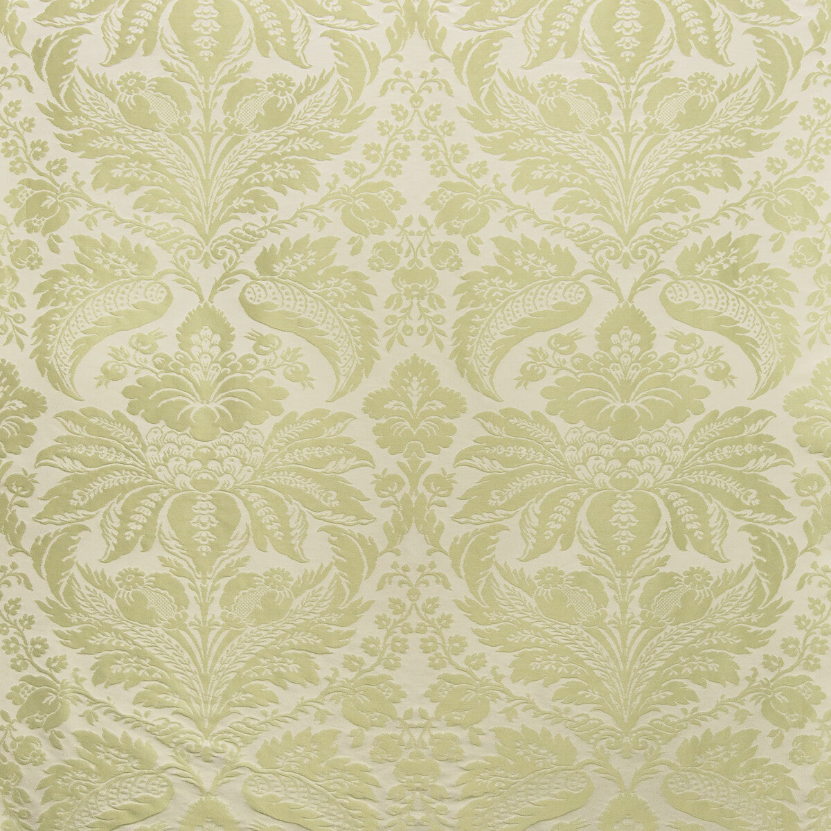 Damask Pierre fabric in lichen color - pattern 8013188.311.0 - by Brunschwig &amp; Fils in the B&amp;F Showroom Exclusive 2019 collection