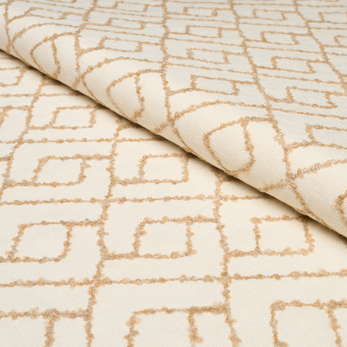 Durant Embroidery fabric in ochre color - pattern number 80132 - by Schumacher in the Luxe Lodge collection