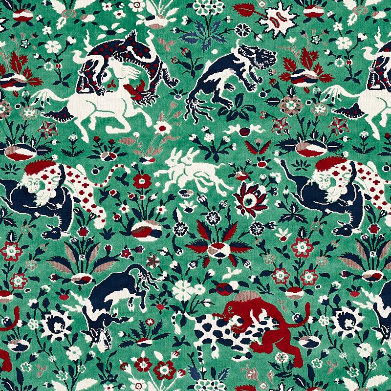 Saint Ambrose Velvet fabric in jade color - pattern number 80170 - by Schumacher in the Cut &amp; Patterned Velvets collection