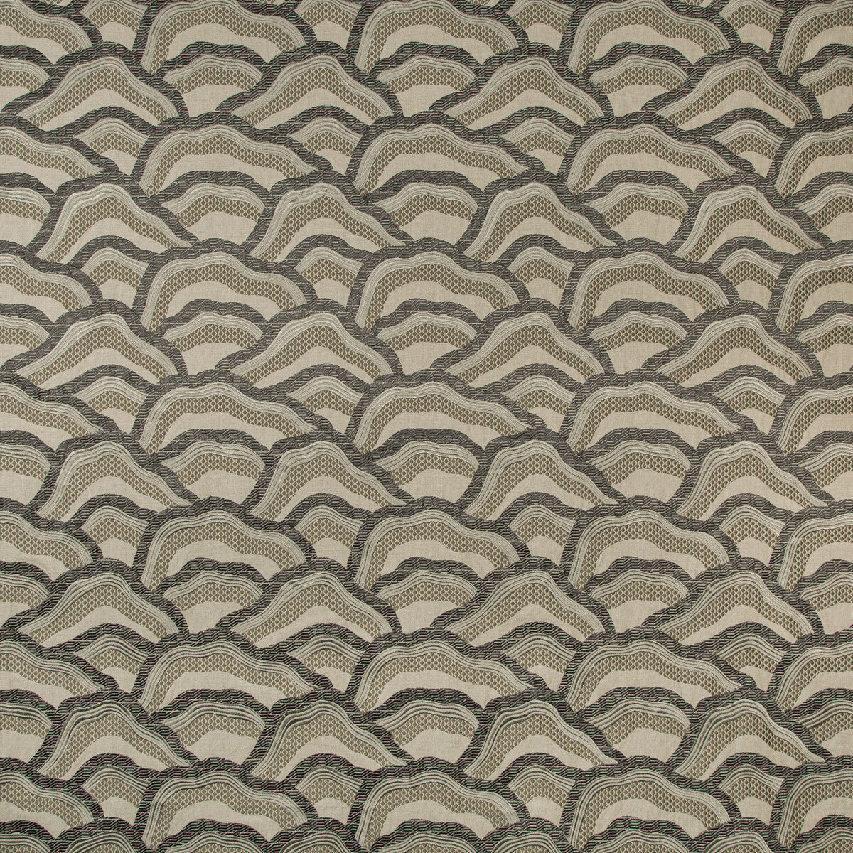 Les Rizieres Emb fabric in silver/charcoal color - pattern 8017127.1121.0 - by Brunschwig &amp; Fils in the Les Ensembliers II collection