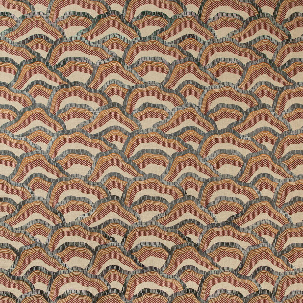 Les Rizieres Emb fabric in rust/grey color - pattern 8017127.2411.0 - by Brunschwig &amp; Fils in the Les Ensembliers II collection