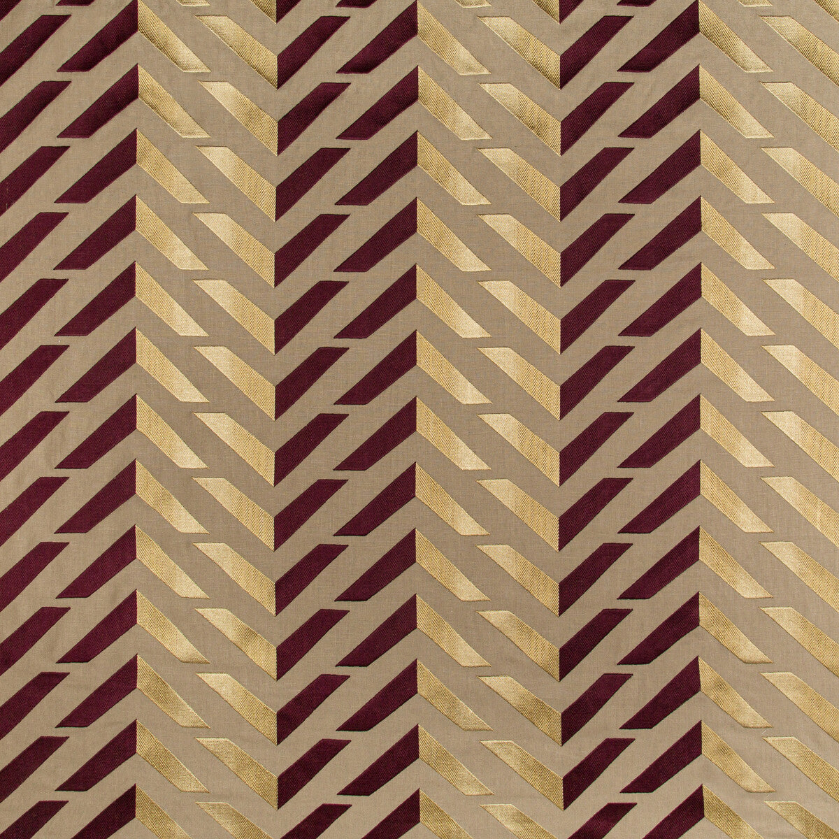 Les Vagues Emb fabric in plum/gold color - pattern 8017128.9094.0 - by Brunschwig &amp; Fils in the Les Ensembliers II collection