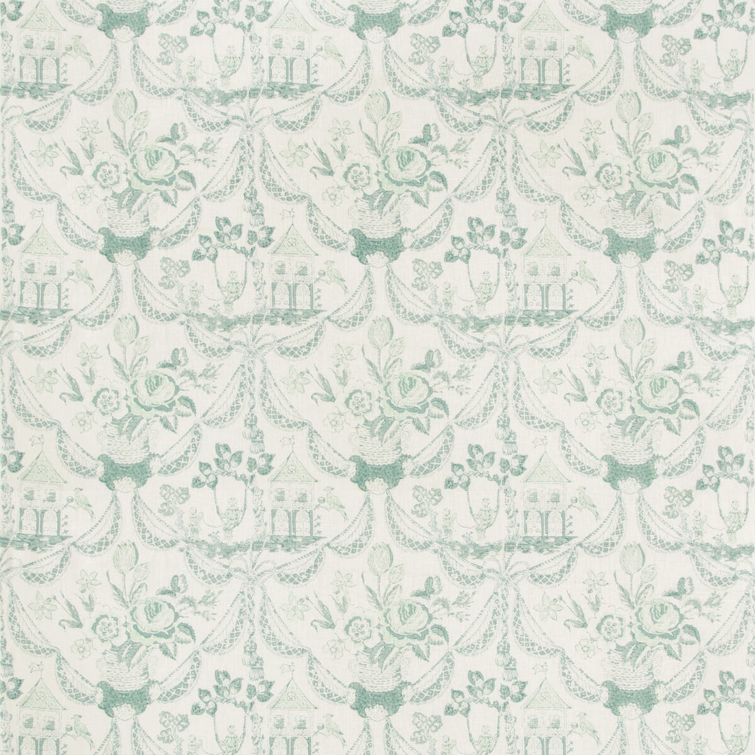 Bird &amp; Swing Hb fabric in aqua color - pattern 8019100.13.0 - by Brunschwig &amp; Fils