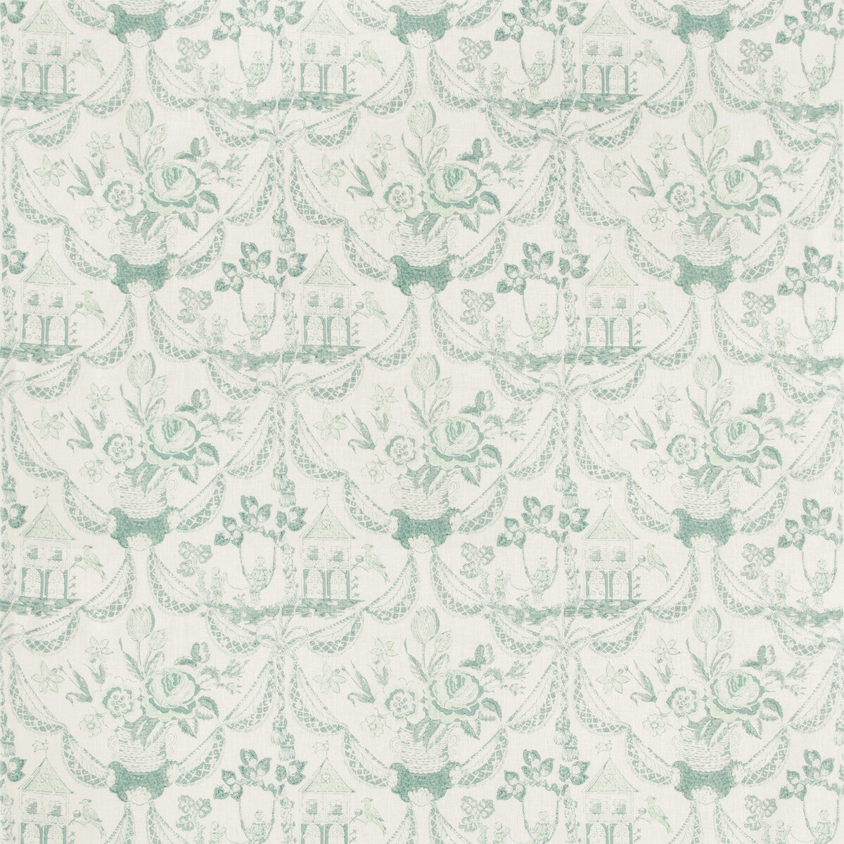 Bird &amp; Swing Hb fabric in aqua color - pattern 8019100.13.0 - by Brunschwig &amp; Fils