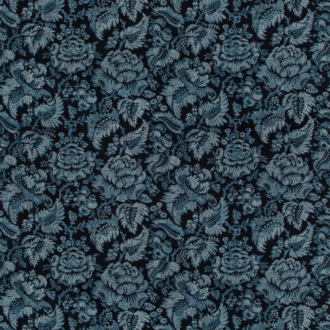 Wesserling Print fabric in indigo color - pattern 8019125.50.0 - by Brunschwig &amp; Fils in the Folio Francais collection