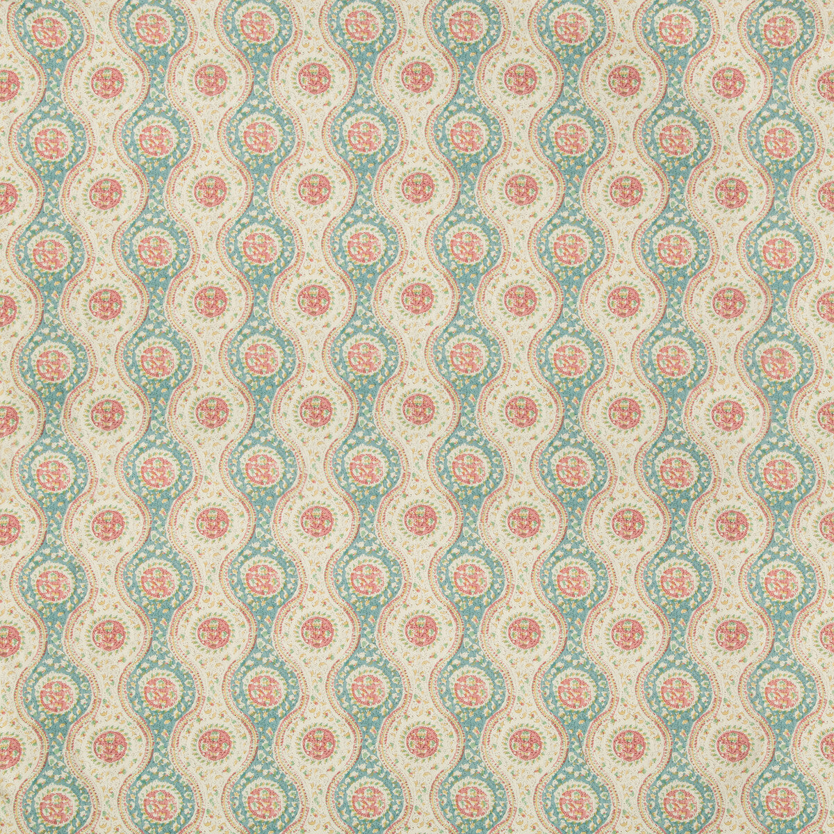 Nadari Print fabric in teal/rose color - pattern 8019129.137.0 - by Brunschwig &amp; Fils in the Folio Francais collection