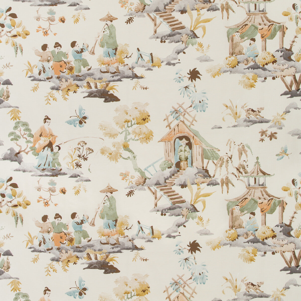 Luang Print fabric in cafe color - pattern 8019134.164.0 - by Brunschwig &amp; Fils in the Summer Palace collection