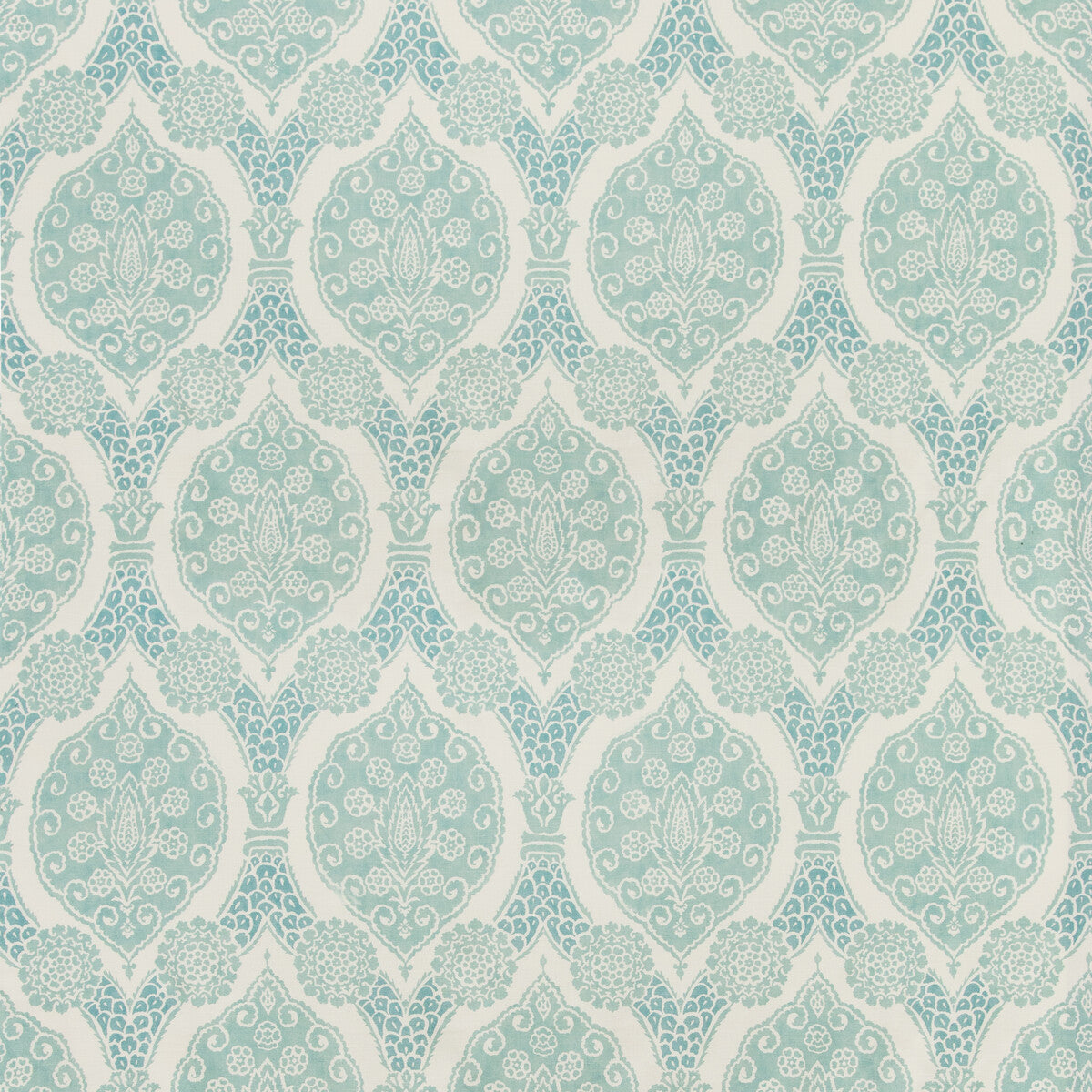 Sufera Print fabric in aqua color - pattern 8020103.13.0 - by Brunschwig &amp; Fils in the Grand Bazaar collection