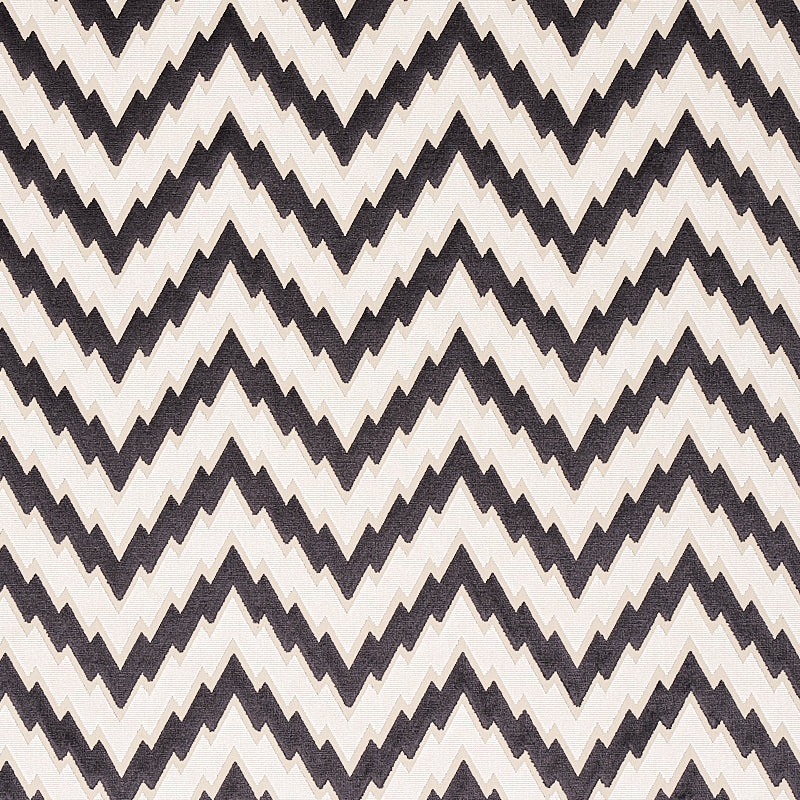 Florentine Chevron Velvet fabric in black color - pattern number 80220 - by Schumacher in the Cut &amp; Patterned Velvets collection