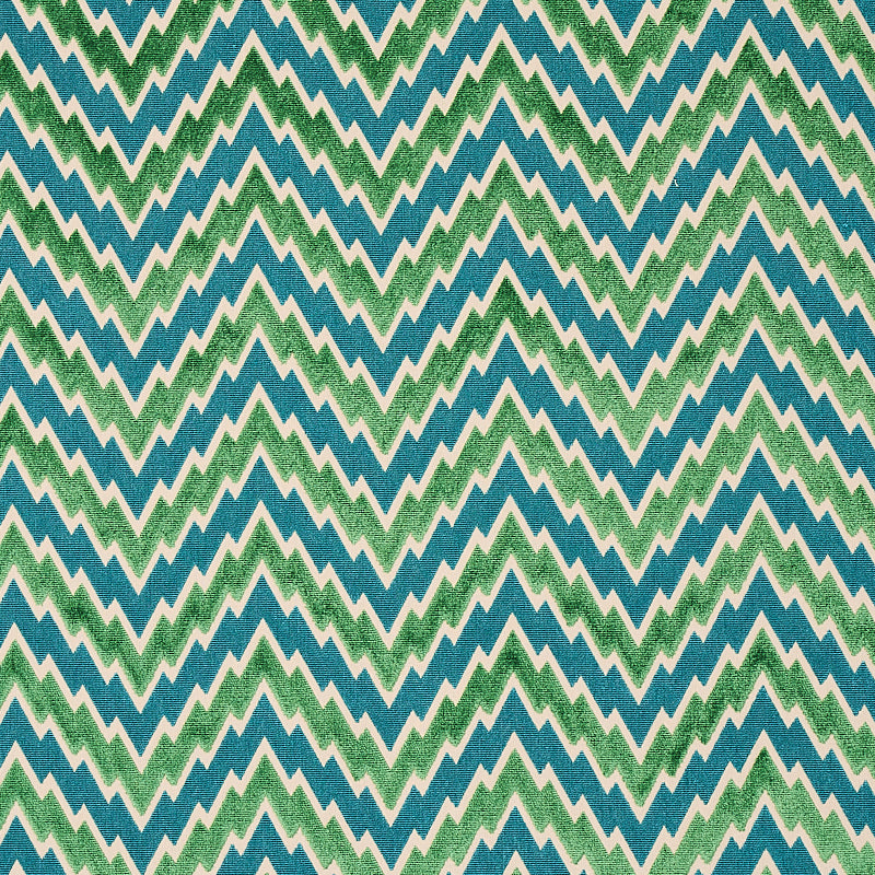 Florentine Chevron Velvet fabric in emerald color - pattern number 80221 - by Schumacher in the Cut &amp; Patterned Velvets collection