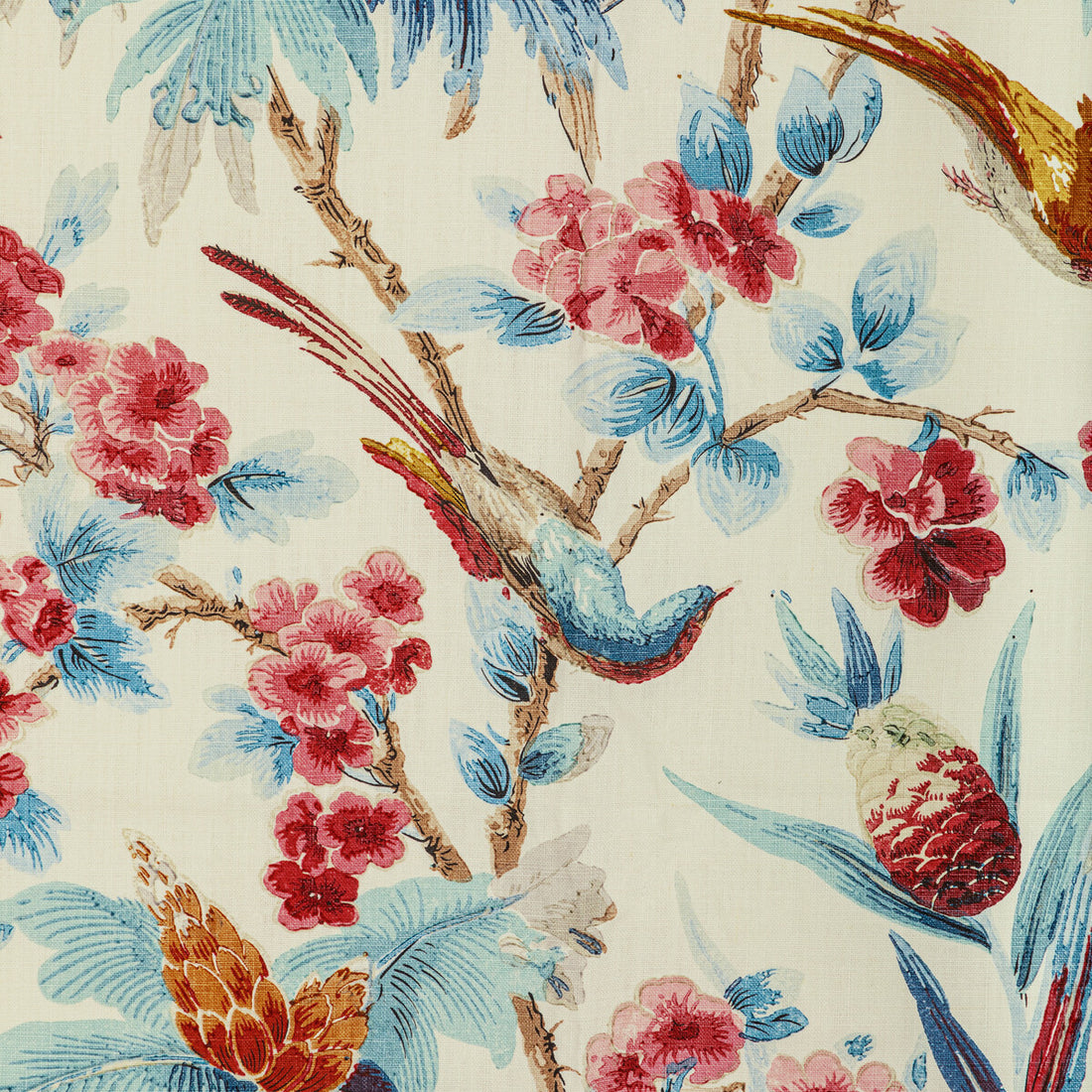 Gastaud Print fabric in aqua/berry color - pattern 8022120.1319.0 - by Brunschwig &amp; Fils