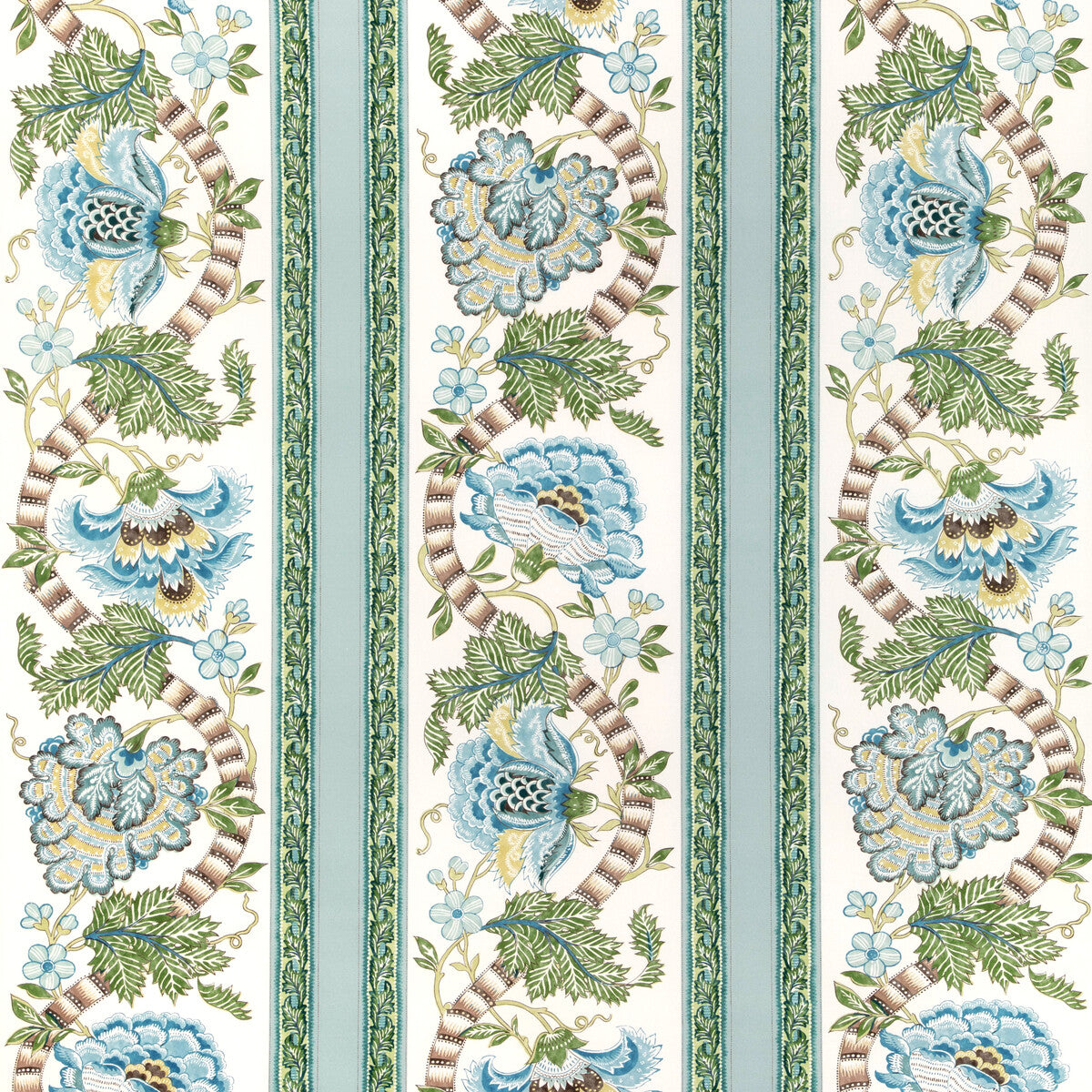 Lauris Print fabric in aqua/leaf color - pattern 8023106.353.0 - by Brunschwig &amp; Fils in the Cadenet collection