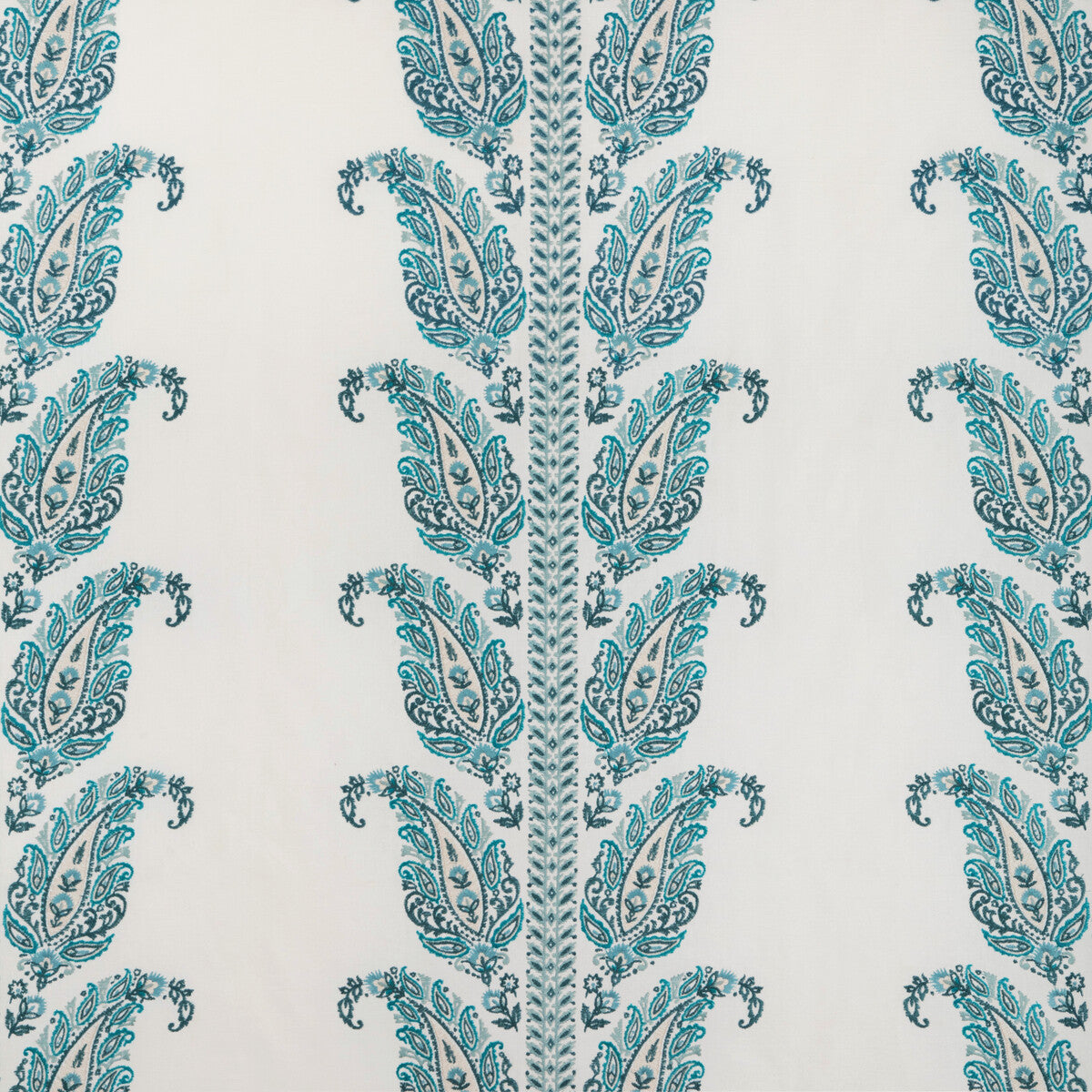 Yara Paisley Emb fabric in lagoon color - pattern 8023112.1313.0 - by Brunschwig &amp; Fils in the Anduze Embroideries collection