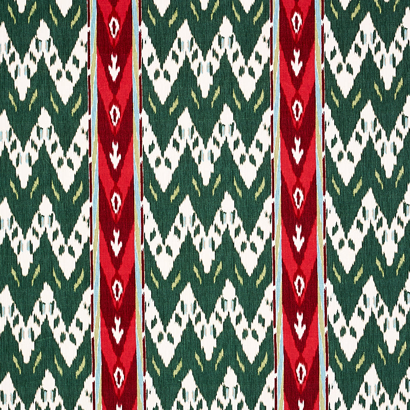 Samar Ikat Velvet fabric in green color - pattern number 80241 - by Schumacher in the Cut &amp; Patterned Velvets collection