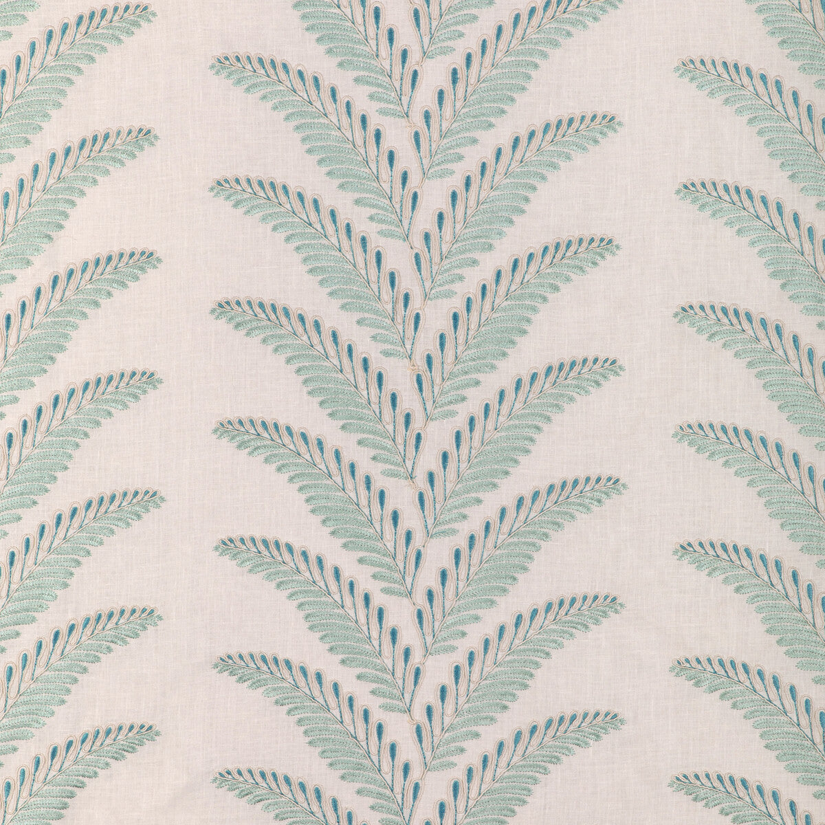 Fougere Emb fabric in aqua color - pattern 8024109.13.0 - by Brunschwig &amp; Fils in the La Menagerie collection