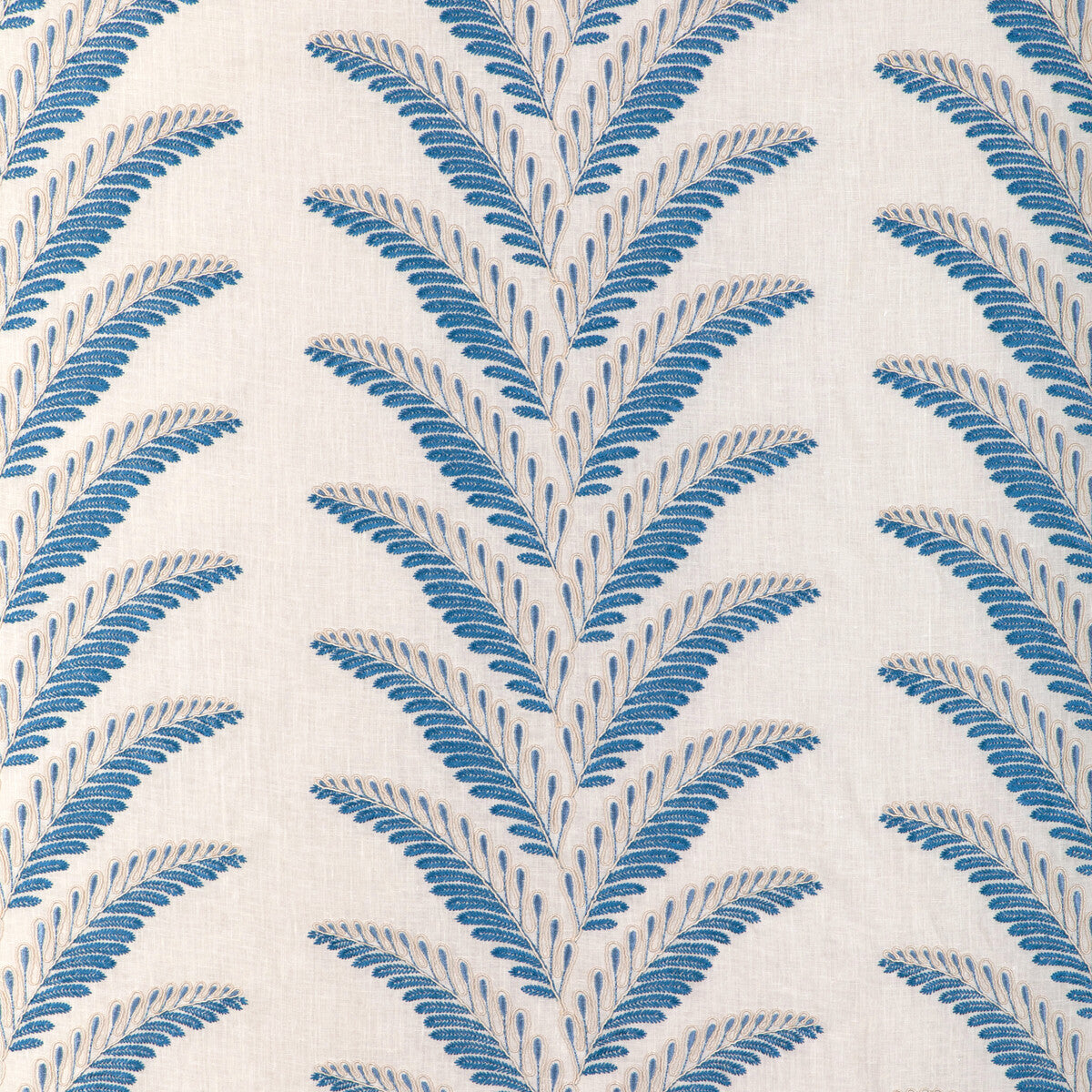 Fougere Emb fabric in blue color - pattern 8024109.51.0 - by Brunschwig &amp; Fils in the La Menagerie collection