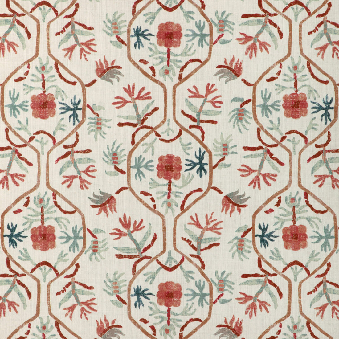 Le Jasmin Print fabric in spice color - pattern 8024110.3524.0 - by Brunschwig &amp; Fils in the Les Ensembliers L&