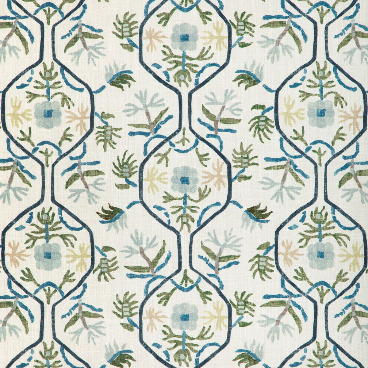 Le Jasmin Print fabric in marine color - pattern 8024110.353.0 - by Brunschwig &amp; Fils in the Les Ensembliers L&