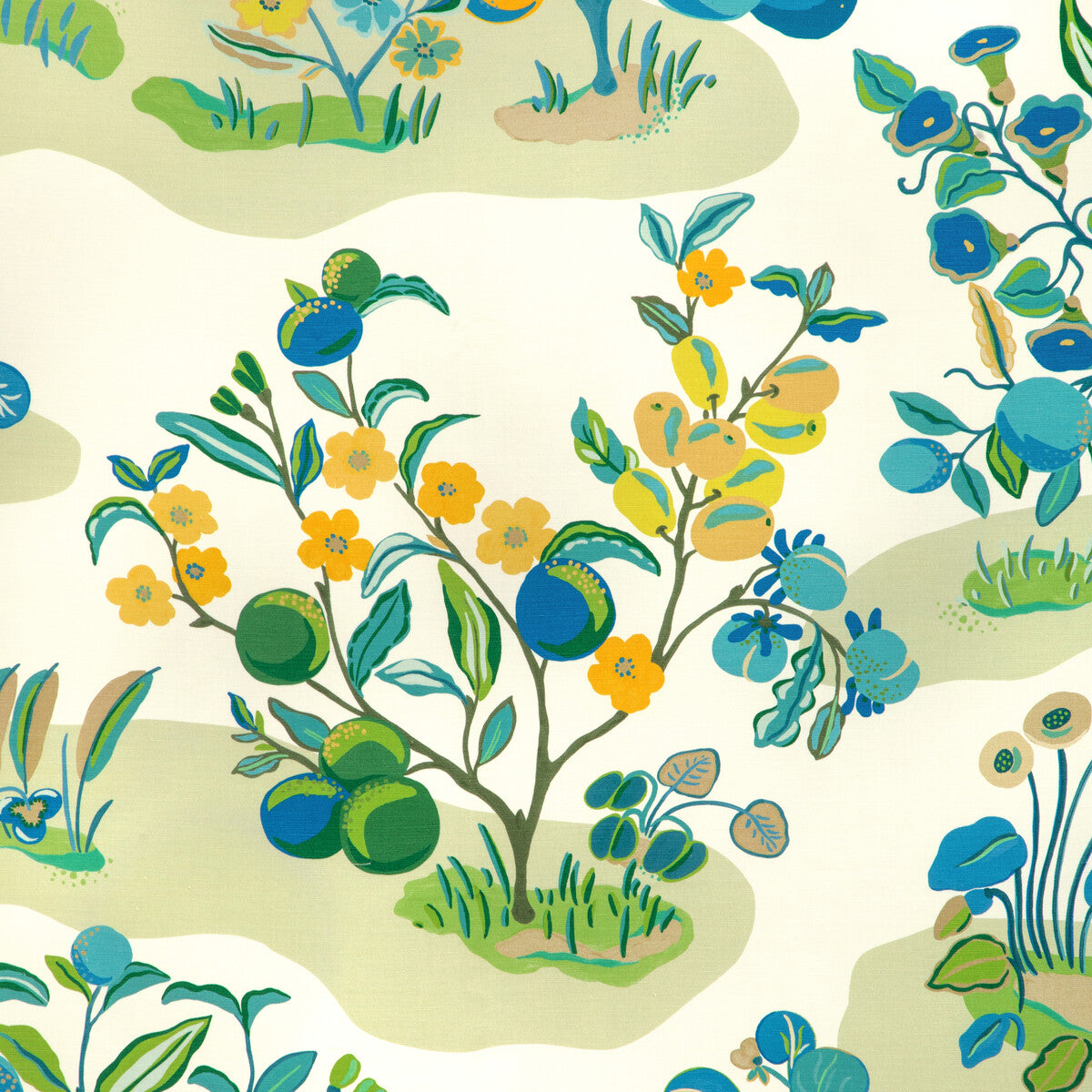 Pomelo Print fabric in marine color - pattern number 8024121.353.0 - by Brunschwig &amp; Fils in the Carlsten collection