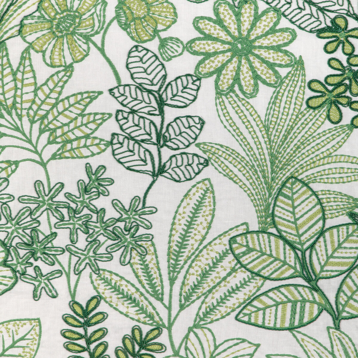 Woodruff Emb fabric in leaf color - pattern number 8024131.3.0 - by Brunschwig &amp; Fils in the Carlsten collection