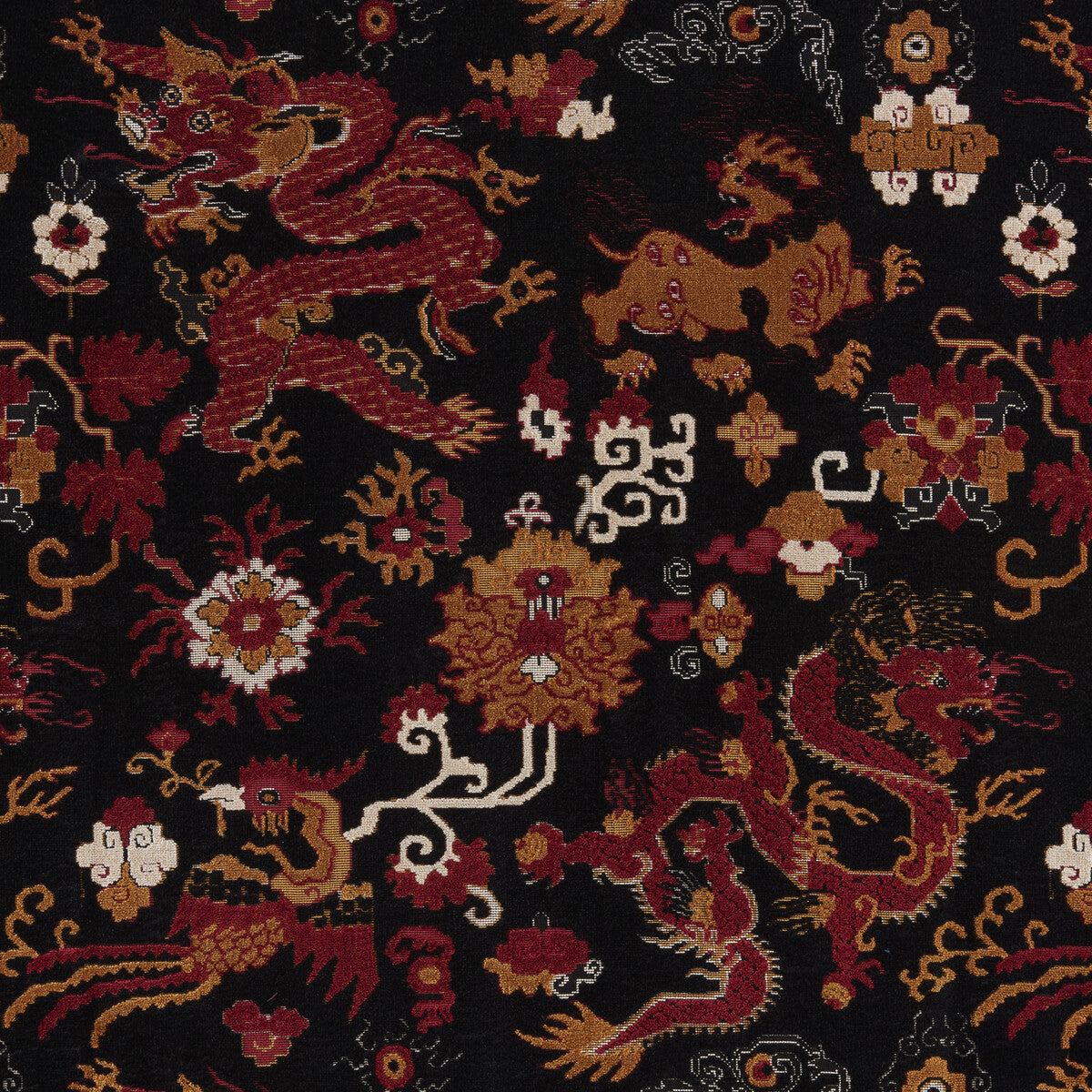 Le Dragon Velvet fabric in noir color - pattern number 8025100.819.0 - by Brunschwig &amp; Fils in the Galerie Velvets collection