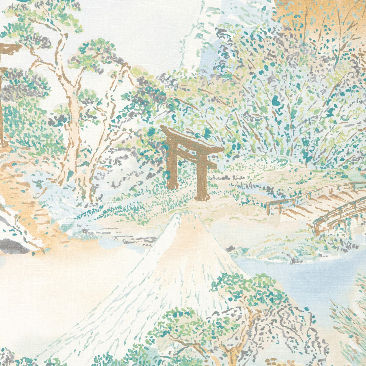 Meiji Print fabric in aqua color - pattern number 8025117.135.0 - by Brunschwig &amp; Fils in the Grand Voyage collection
