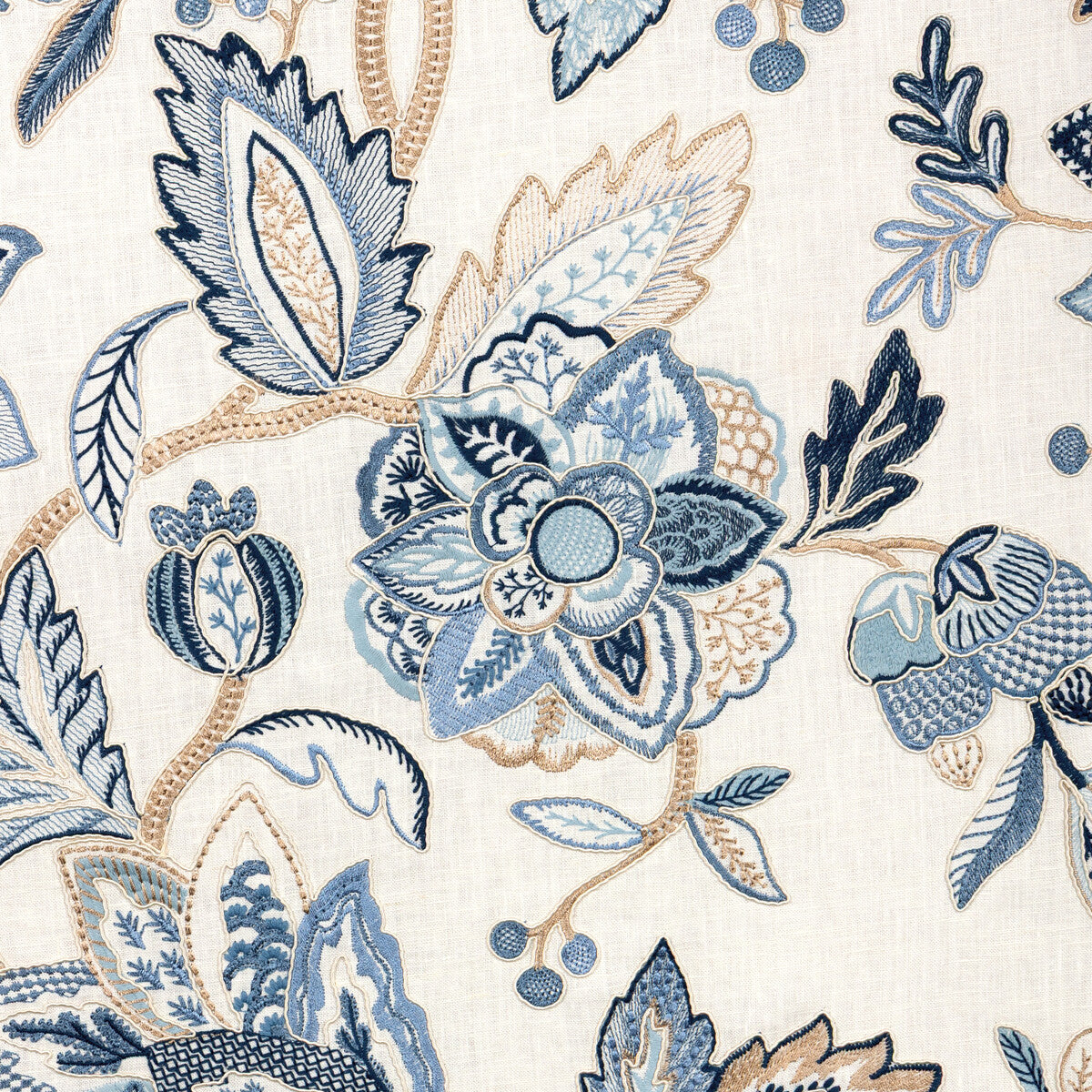 Sierre Emb fabric in blue color - pattern number 8025118.55.0 - by Brunschwig &amp; Fils in the Grand Voyage collection
