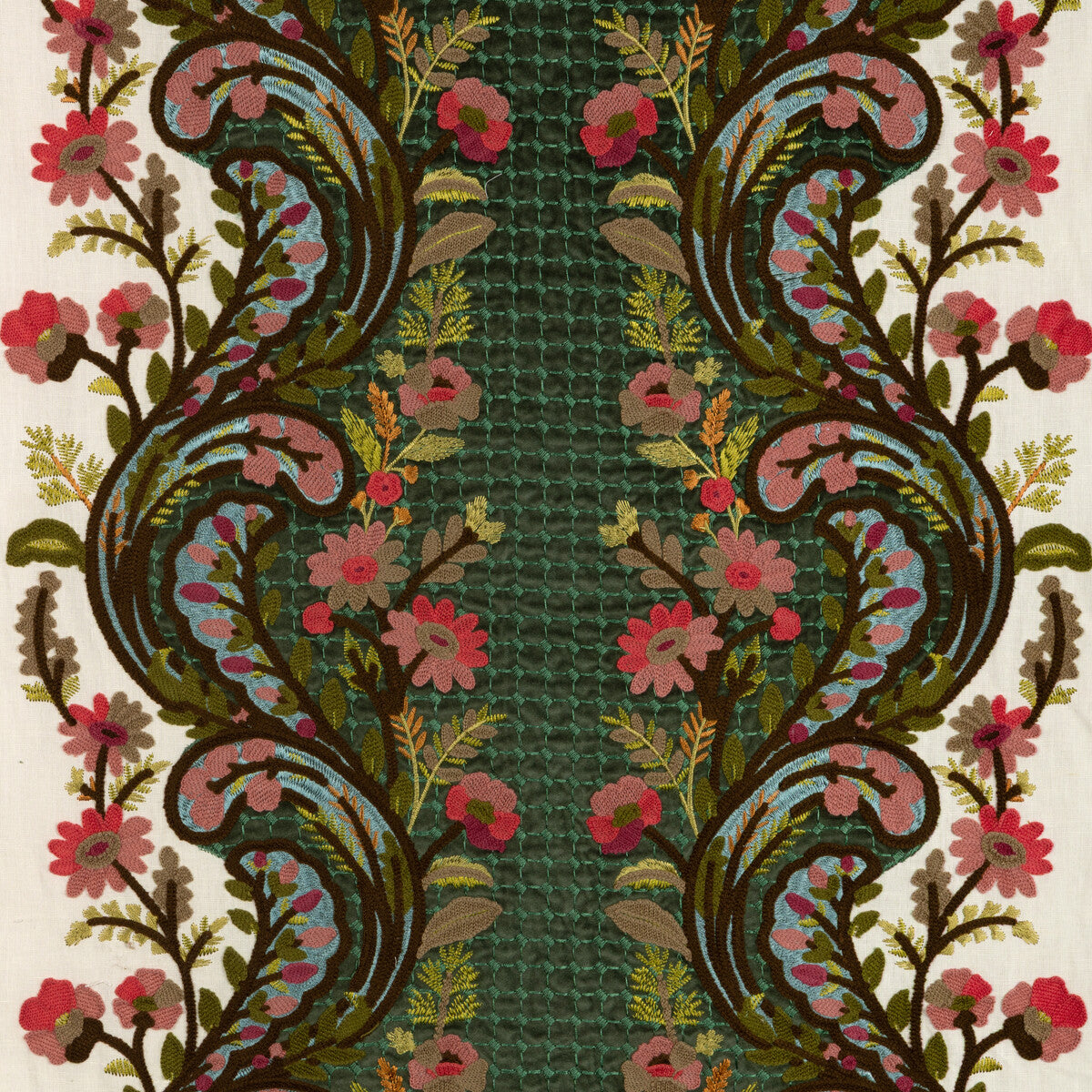 Victoria Emb fabric in jade/rose color - pattern number 8025126.319.0 - by Brunschwig &amp; Fils in the Grand Voyage collection