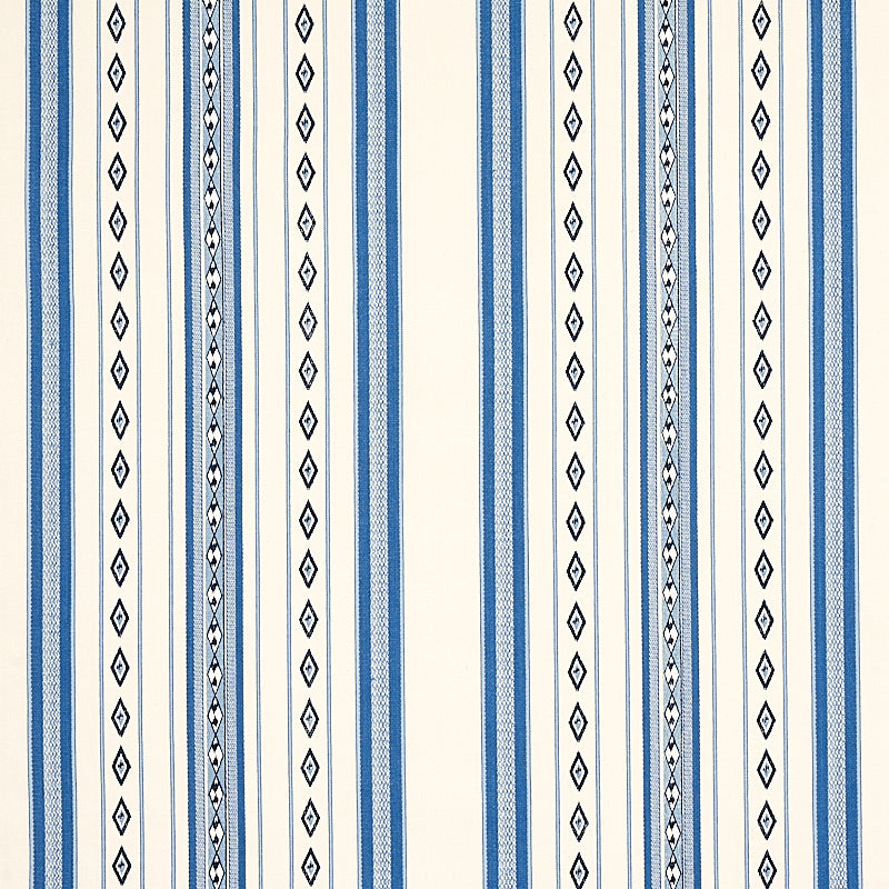 Dakota Stripe fabric in blue color - pattern number 80271 - by Schumacher in the World View II collection