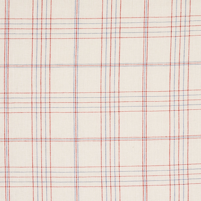 Nils Plaid Linen fabric in red color - pattern number 80300 - by Schumacher in the New Traditional collection