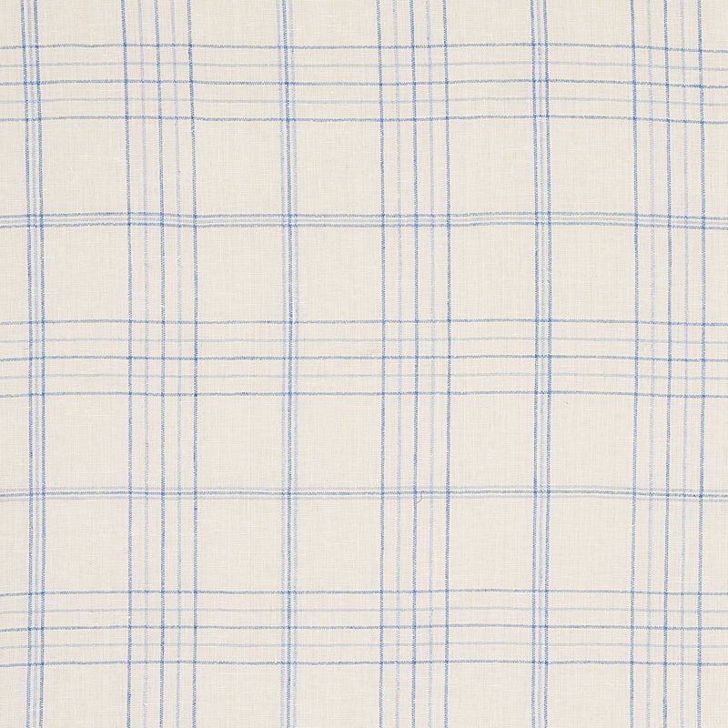 Nils Plaid Linen fabric in blue color - pattern number 80301 - by Schumacher in the New Traditional collection