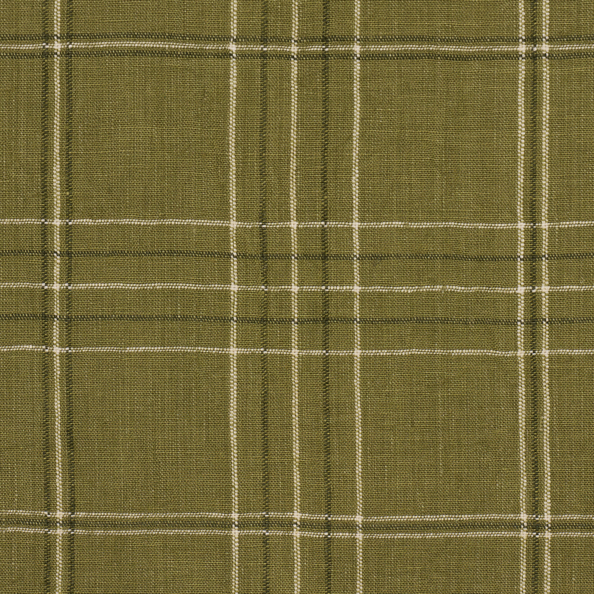 Nils Plaid Linen fabric in grass color - pattern number 80303 - by Schumacher in the A Country Life collection