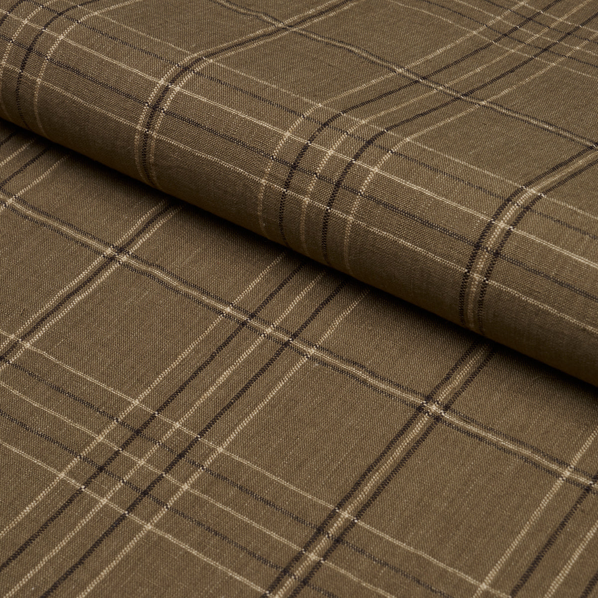 Nils Plaid Linen fabric in lichen color - pattern number 80304 - by Schumacher in the A Country Life collection