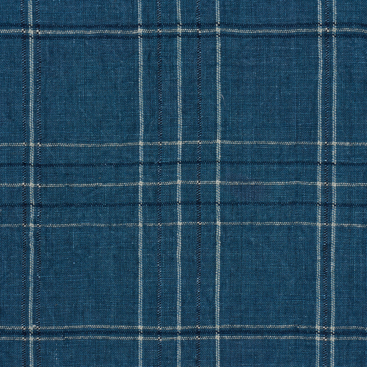Nils Plaid Linen fabric in denim color - pattern number 80305 - by Schumacher in the A Country Life collection