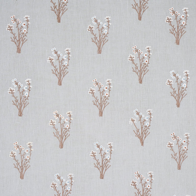 Stora Embroidery fabric in mineral color - pattern number 80400 - by Schumacher in the New Traditional collection