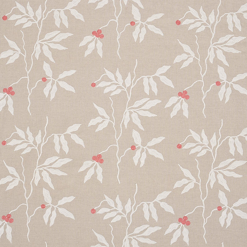 Lilla Embroidery fabric in ivory on neutral color - pattern number 80431 - by Schumacher in the New Traditional collection