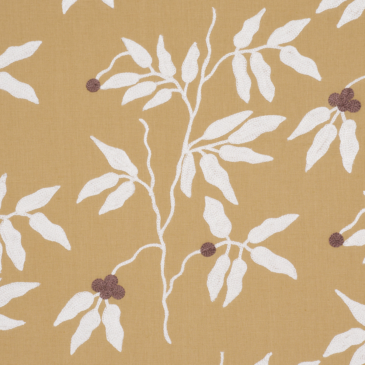 Lilla Embroidery fabric in ochre color - pattern number 80434 - by Schumacher in the Perennial Favorites collection